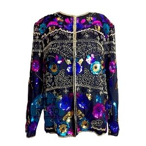 NWT Silk Sequin Beaded Blazer
